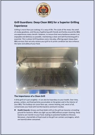 Grill Guardians: Deep Clean BBQ for a Superior Grilling Experience