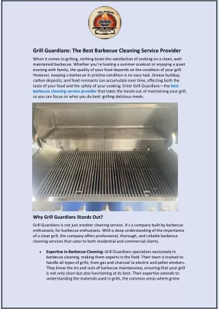Grill Guardians: The Best Barbecue Cleaning Service Provider