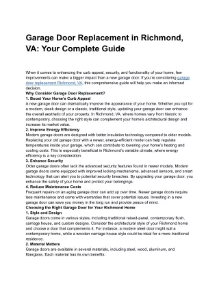 Garage door replacement Richmondva