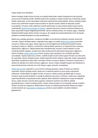 Toptan Baskili Kutu Modelleri