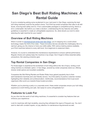 Mechanical bull rental near San Diego