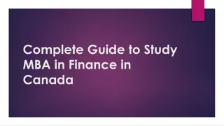 Complete Guide to Study MBA in Finance in Canada