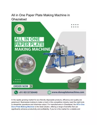 All in One Paper Plate Making Machine in Ghaziabad