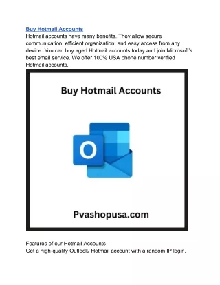 Buy Hotmail Accounts