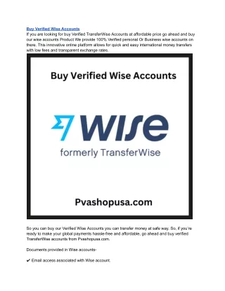 Buy Verified Wise Accounts