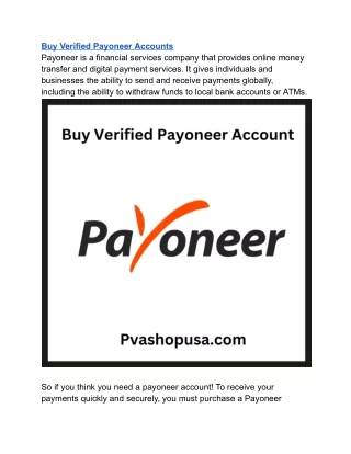Buy Verified Payoneer Accounts