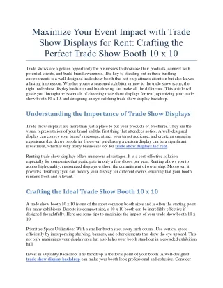 Maximize Your Event Impact with Trade Show Displays for Rent