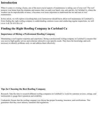 What Every Homeowner Should Know About Roof Maintenance in Carlsbad Ca