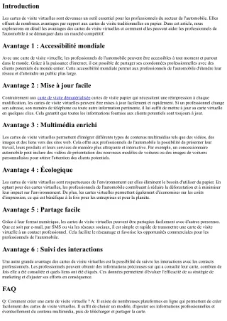 Les avantages des cartes de visite virtuelles pour les professionnels du secteur