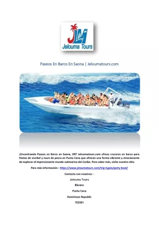 Paseos En Barco En Saona | Jeloumatours.com