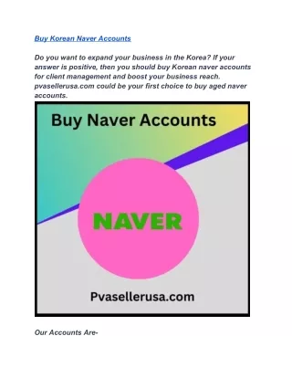 Buy Naver Accounts - 100% USA, UK CA, AU Verified