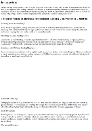 Why It's Time to Hire a Professional Roofing Contractor in Carlsbad