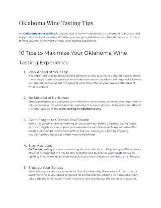 Oklahoma Wine Tasting Tips
