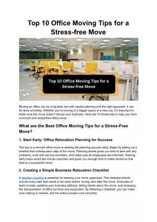 Top 10 Office Moving Tips for a Stress-free Move