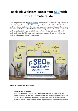 Backlink Websites: Boost Your SEO with This Ultimate Guide