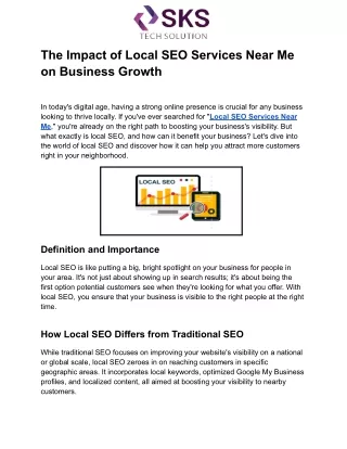 The Impact of Local SEO Services Near Me on Business Growth