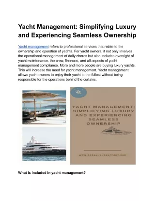 Yacht Management: Simplifying Luxury and Experiencing Seamless Ownership