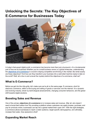 objectives of e-commerce