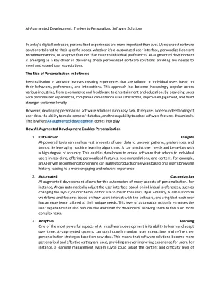 AI-Augmented Development The Key to Personalized Software Solutions