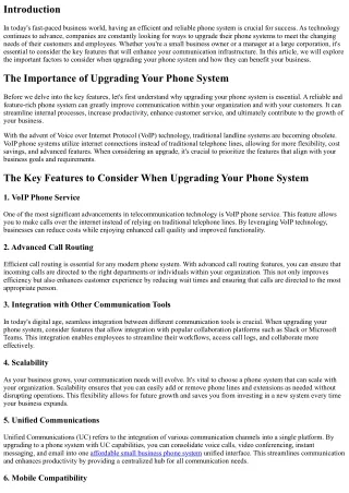The Key Features to Consider When Upgrading Your Phone System
