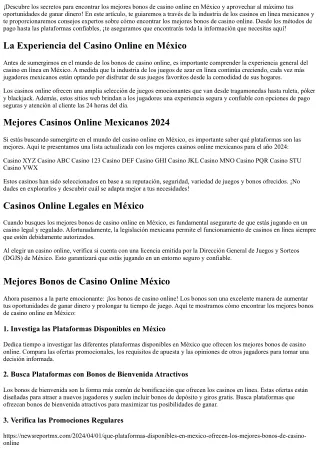 Cómo Encontrar los Mejores Bonos de Casino Online en México