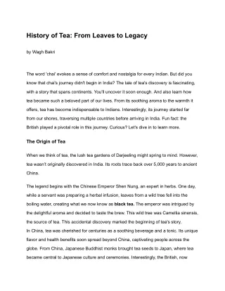 History of Tea_ From Leaves to Legacy