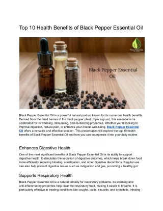 Top 10 Health Benefits of Black Pepper Essential Oil