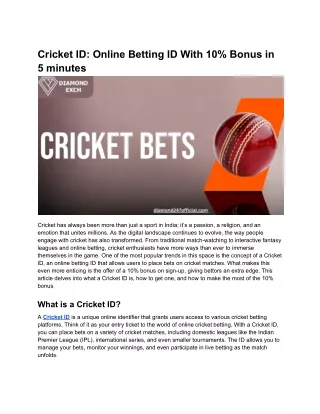 Cricket ID_ Online Betting ID With 10% Bonus in 5 minutes