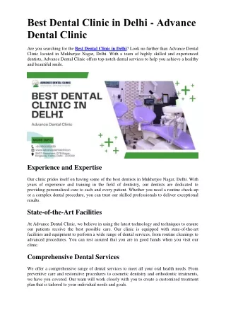 Best Dental Clinic in Delhi - Advance Dental Clinic