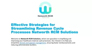 Effective Strategies for Streamlining Revenue Cycle Processes Networth RCM