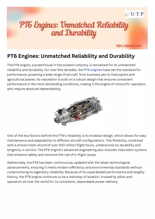 PT6 Engines Unmatched Reliability and Durability