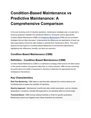 Condition-Based Maintenance vs Predictive Maintenance_ A Comprehensive Comparison