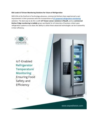 The Future of Refrigeration-KSA Pioneers IoT-Powered Monitoring Solutions
