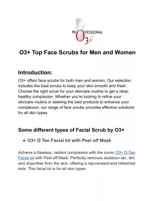 O3  Face Scrubs for Men and Women