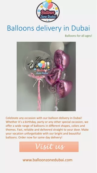 Fastest Balloons delivery in Dubai with balloon Zone