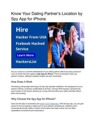 Know Your Dating Partner’s Location by Spy App for iPhone