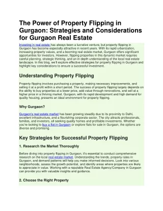 The Power of Property Flipping in Gurgaon
