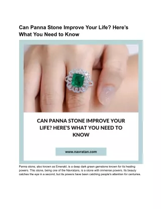 Can Panna Stone Improve Your Life? Here’s What You Need to Know