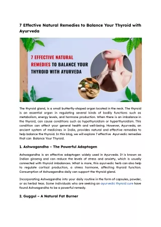 7 Effective Natural Remedies to Balance Your Thyroid with Ayurveda