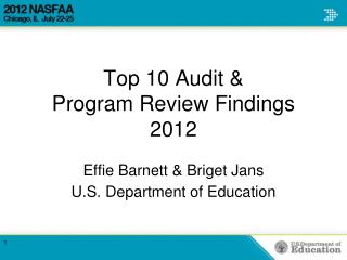 Top 10 Audit & Program Review Findings 2012