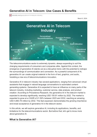 Generative AI in Telecom Use Cases amp Benefits