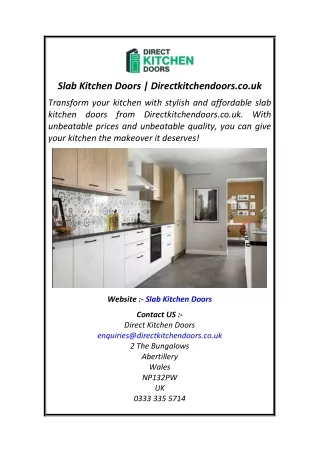 Slab Kitchen Doors  Directkitchendoors.co.uk