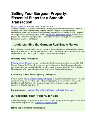 Selling Your Gurgaon Property: Essential Steps for a Smooth Transaction