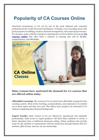 Popularity of CA Courses Online