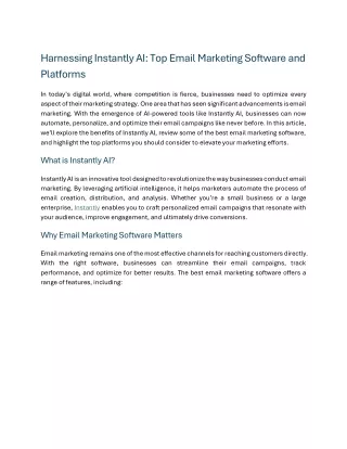 Harnessing Instantly AI Top Email Marketing Software and Platforms