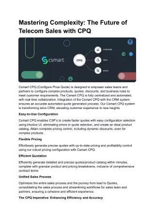 Mastering Complexity The Future of Telecom Sales with CPQ