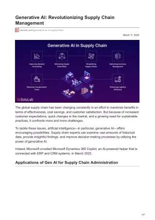 Generative AI Revolutionizing Supply Chain Management