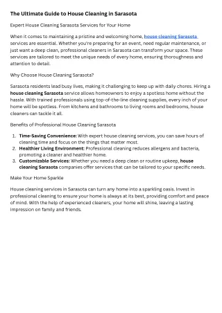 The Ultimate Guide to House Cleaning in Sarasota