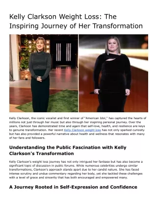 Kelly Clarkson Weight Loss_ The Inspiring Journey of Her Transformation