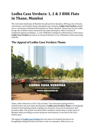 Lodha Casa Verdura | Flats in Thane Mumbai